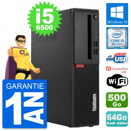 PC Lenovo ThinkCentre M910s SFF i5-6500 RAM 64Go Disque 500Go Windows 10 Wifi