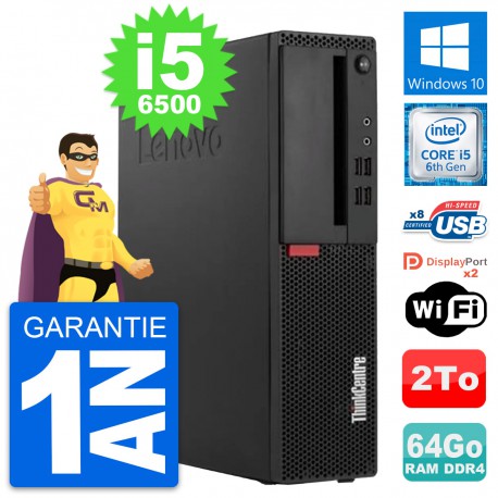 PC Lenovo ThinkCentre M910s SFF Core i5-6500 RAM 64Go Disque 2To Windows 10 Wifi