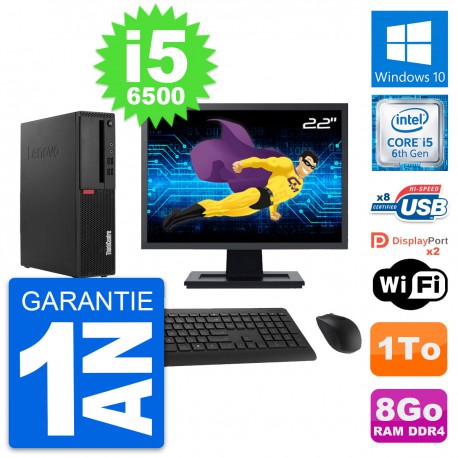 PC Lenovo M910s SFF Ecran 22" Intel i5-6500 RAM 8Go Disque 1To Windows 10 Wifi