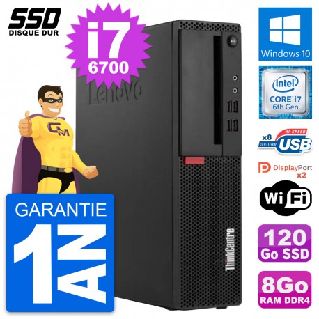 PC Lenovo ThinkCentre M910s SFF Intel i7-6700 RAM 8Go SSD 120Go Windows 10 Wifi