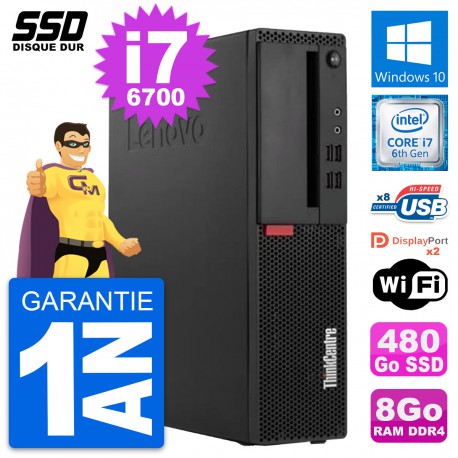 PC Lenovo ThinkCentre M910s SFF Intel i7-6700 RAM 8Go SSD 480Go Windows 10 Wifi