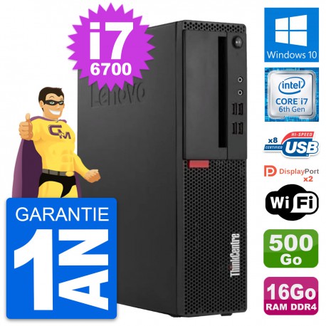PC Lenovo ThinkCentre M910s SFF i7-6700 RAM 16Go Disque 500Go Windows 10 Wifi