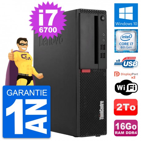 PC Lenovo ThinkCentre M910s SFF Core i7-6700 RAM 16Go Disque 2To Windows 10 Wifi