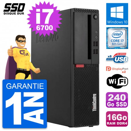 PC Lenovo ThinkCentre M910s SFF Intel i7-6700 RAM 16Go SSD 240Go Windows 10 Wifi