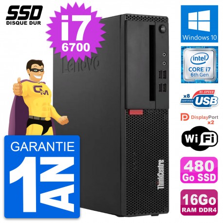 PC Lenovo ThinkCentre M910s SFF Intel i7-6700 RAM 16Go SSD 480Go Windows 10 Wifi