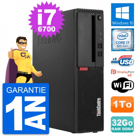 PC Lenovo ThinkCentre M910s SFF Core i7-6700 RAM 32Go Disque 1To Windows 10 Wifi