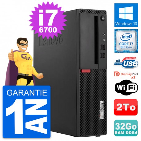 PC Lenovo ThinkCentre M910s SFF Core i7-6700 RAM 32Go Disque 2To Windows 10 Wifi