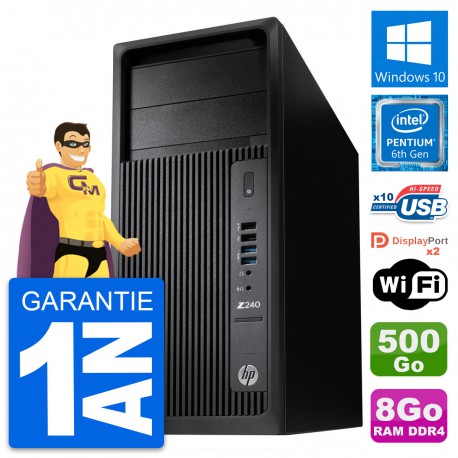 PC Tour HP WorkStation Z240 MT Intel G4400 RAM 8Go Disque 500Go Windows 10 Wifi