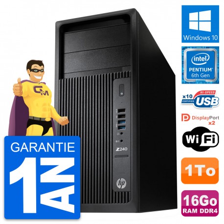 PC Tour HP WorkStation Z240 MT Pentium G4400 RAM 16Go Disque 1To Windows 10 Wifi
