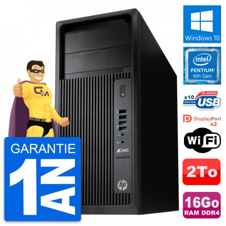 PC Tour HP WorkStation Z240 MT Pentium G4400 RAM 16Go Disque 2To Windows 10 Wifi