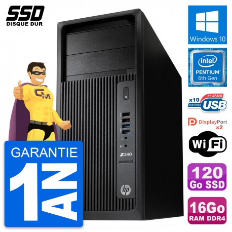 PC Tour HP WorkStation Z240 MT Pentium G4400 RAM 16Go SSD 120Go Windows 10 Wifi