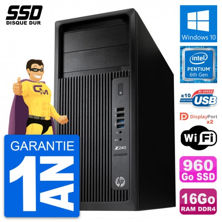 PC Tour HP WorkStation Z240 MT Pentium G4400 RAM 16Go SSD 960Go Windows 10 Wifi