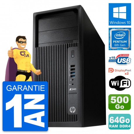 PC Tour HP WorkStation Z240 MT Intel G4400 RAM 64Go Disque 500Go Windows 10 Wifi