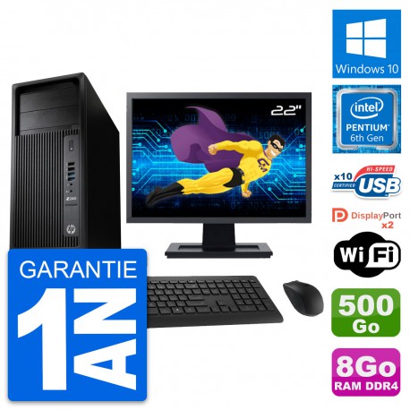 PC Tour HP WorkStation Z240 Ecran 22" G4400 RAM 8Go Disque 500Go Windows 10 Wifi