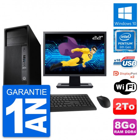 PC Tour HP WorkStation Z240 Ecran 22" G4400 RAM 8Go Disque 2To Windows 10 Wifi