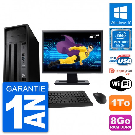 PC Tour HP WorkStation Z240 Ecran 27" G4400 RAM 8Go Disque 1To Windows 10 Wifi
