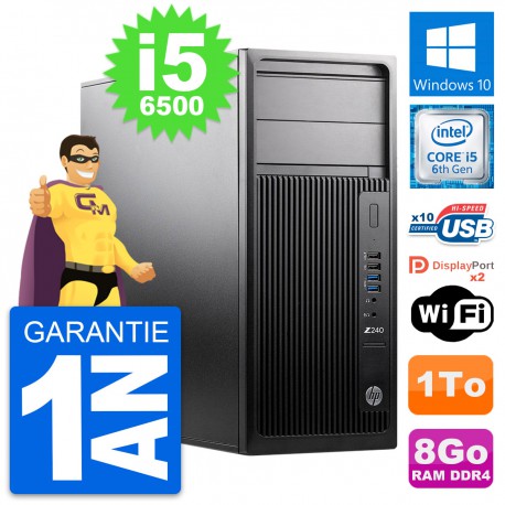 PC Tour HP WorkStation Z240 MT Intel i5-6500 RAM 8Go Disque 1To Windows 10 Wifi