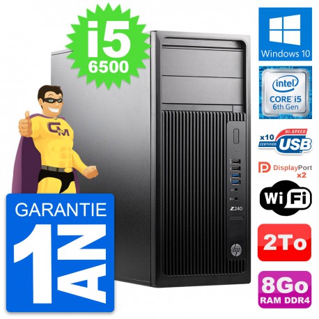 PC Tour HP WorkStation Z240 MT Intel i5-6500 RAM 8Go Disque 2To Windows 10 Wifi