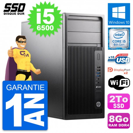 PC Tour HP WorkStation Z240 Intel Core i5-6500 RAM 8Go SSD 2To Windows 10 Wifi