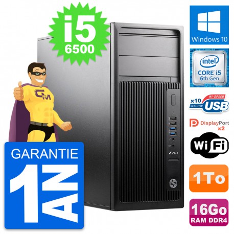 PC Tour HP WorkStation Z240 MT Intel i5-6500 RAM 16Go Disque 1To Windows 10 Wifi