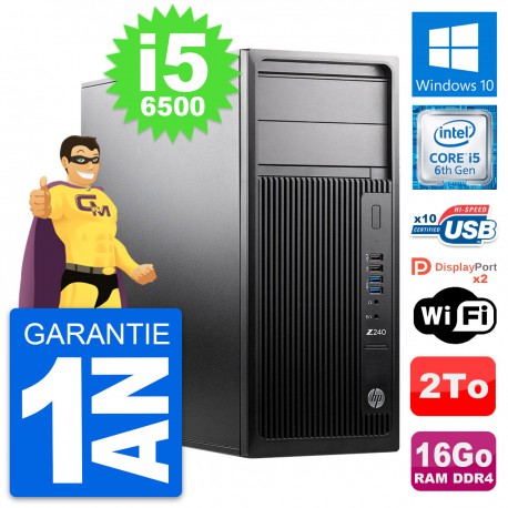PC Tour HP WorkStation Z240 MT Intel i5-6500 RAM 16Go Disque 2To Windows 10 Wifi