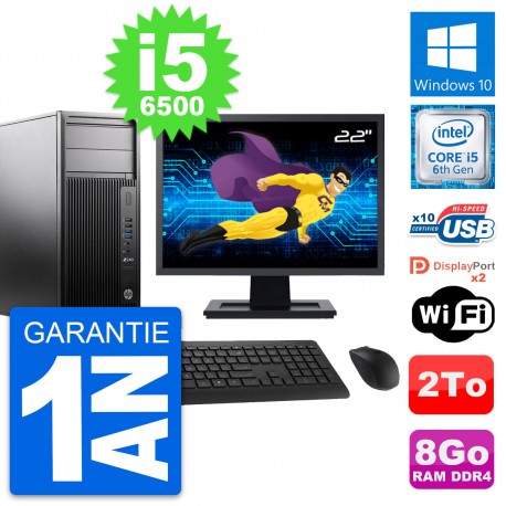 PC Tour HP WorkStation Z240 Ecran 22" i5-6500 RAM 8Go Disque 2To Windows 10 Wifi