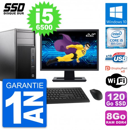 PC Tour HP WorkStation Z240 Ecran 22" i5-6500 RAM 8Go SSD 120Go Windows 10 Wifi