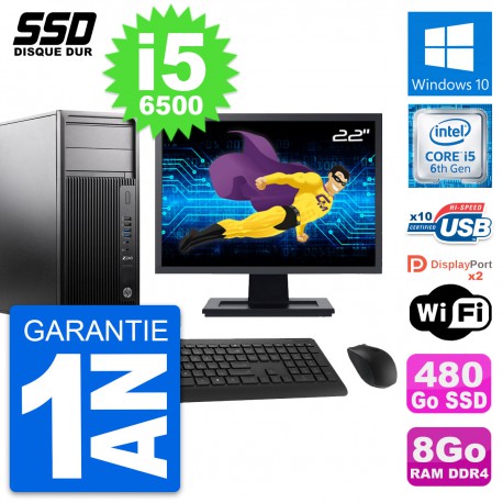 PC Tour HP WorkStation Z240 Ecran 22" i5-6500 RAM 8Go SSD 480Go Windows 10 Wifi