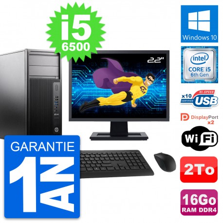 PC Tour HP Z240 MT Ecran 22" Intel i5-6500 RAM 16Go Disque 2To Windows 10 Wifi
