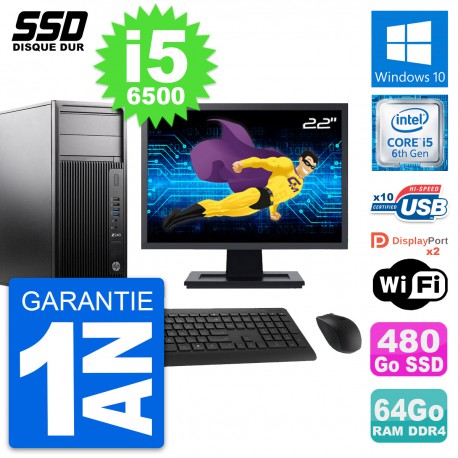 PC Tour HP WorkStation Z240 Ecran 22" i5-6500 RAM 64Go SSD 480Go Windows 10 Wifi
