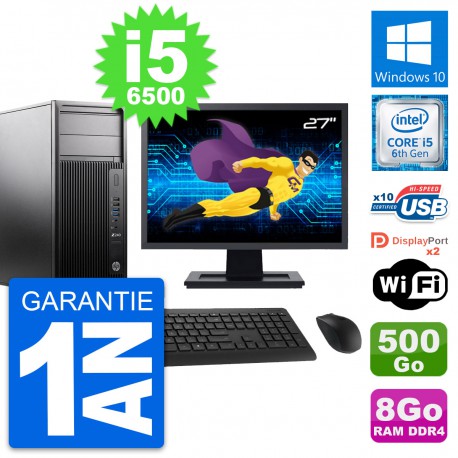 PC Tour HP Z240 MT Ecran 27" Intel i5-6500 RAM 8Go Disque 500Go Windows 10 Wifi