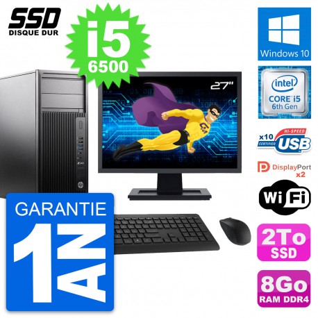 PC Tour HP WorkStation Z240 MT Ecran 27" i5-6500 RAM 8Go SSD 2To Windows 10 Wifi