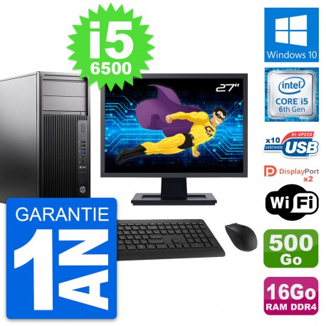 PC Tour HP Z240 MT Ecran 27" Intel i5-6500 RAM 16Go Disque 500Go Windows 10 Wifi