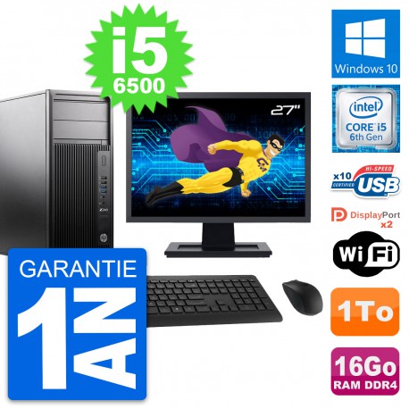 PC Tour HP Z240 MT Ecran 27" Intel i5-6500 RAM 16Go Disque 1To Windows 10 Wifi