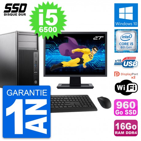 PC Tour HP WorkStation Z240 Ecran 27" i5-6500 RAM 16Go SSD 960Go Windows 10 Wifi