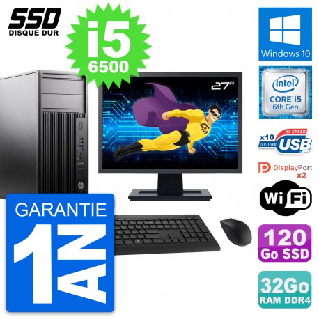 PC Tour HP WorkStation Z240 Ecran 27" i5-6500 RAM 32Go SSD 120Go Windows 10 Wifi