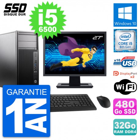 PC Tour HP WorkStation Z240 Ecran 27" i5-6500 RAM 32Go SSD 480Go Windows 10 Wifi