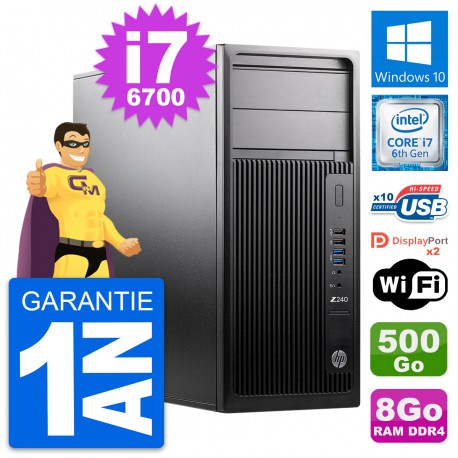 PC Tour HP WorkStation Z240 MT Core i7-6700 RAM 8Go Disque 500Go Windows 10 Wifi