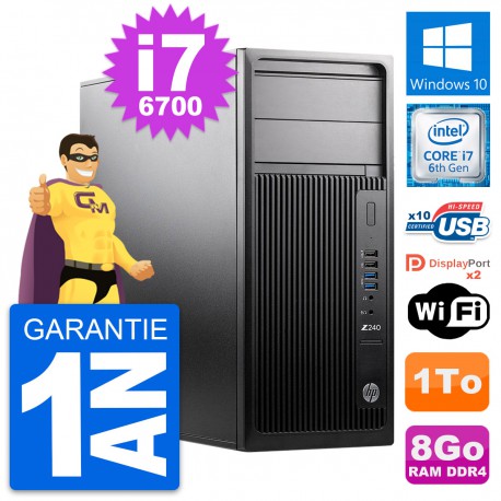 PC Tour HP WorkStation Z240 MT Intel i7-6700 RAM 8Go Disque 1To Windows 10 Wifi