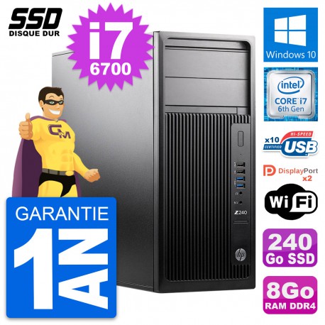 PC Tour HP WorkStation Z240 MT Intel i7-6700 RAM 8Go SSD 240Go Windows 10 Wifi
