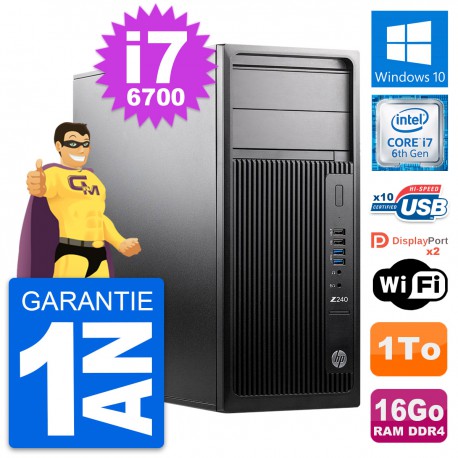 PC Tour HP WorkStation Z240 MT Intel i7-6700 RAM 16Go Disque 1To Windows 10 Wifi