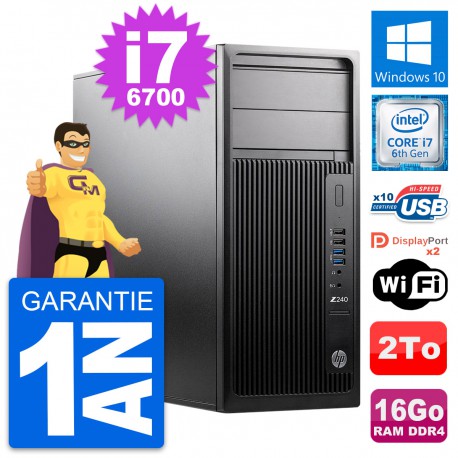 PC Tour HP WorkStation Z240 MT Intel i7-6700 RAM 16Go Disque 2To Windows 10 Wifi