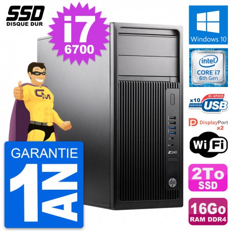 PC Tour HP WorkStation Z240 Intel Core i7-6700 RAM 16Go SSD 2To Windows 10 Wifi