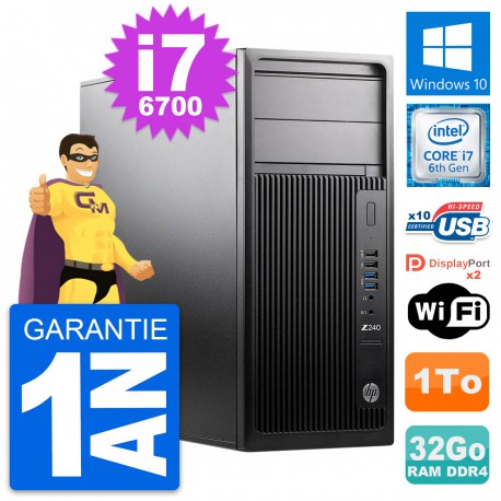 PC Tour HP WorkStation Z240 MT Intel i7-6700 RAM 32Go Disque 1To Windows 10 Wifi