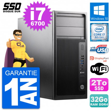 PC Tour HP WorkStation Z240 Intel Core i7-6700 RAM 32Go SSD 2To Windows 10 Wifi