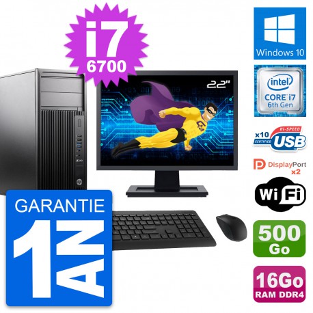PC Tour HP Z240 MT Ecran 22" Intel i7-6700 RAM 16Go Disque 500Go Windows 10 Wifi