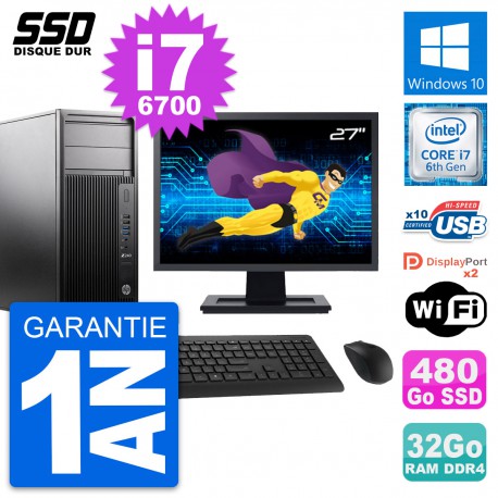 PC Tour HP WorkStation Z240 Ecran 27" i7-6700 RAM 32Go SSD 480Go Windows 10 Wifi