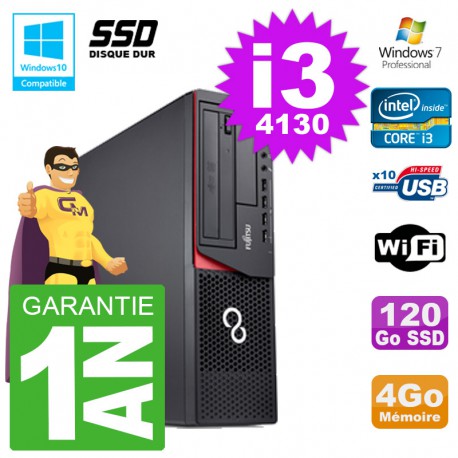 PC Fujitsu Esprimo E720 E85+ DT i3-4130 RAM 4Go Disque 120 Go SSD Wifi W7