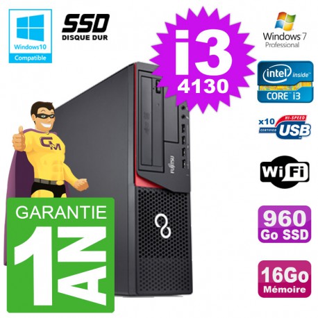 PC Fujitsu Esprimo E720 E85+ DT i3-4130 RAM 16Go Disque 960 Go SSD Wifi W7