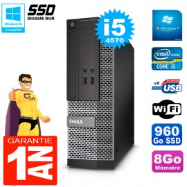 PC DELL 3020 SFF Core I5-4570 RAM 8Go Disque Dur 960 Go SSD Graveur DVD Wifi W7
